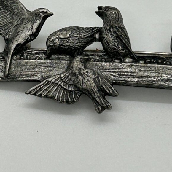 Pewter Bird Brooch M Bastian Vintage Pin 1999 Nature-Inspired Design - Picture 6 of 16